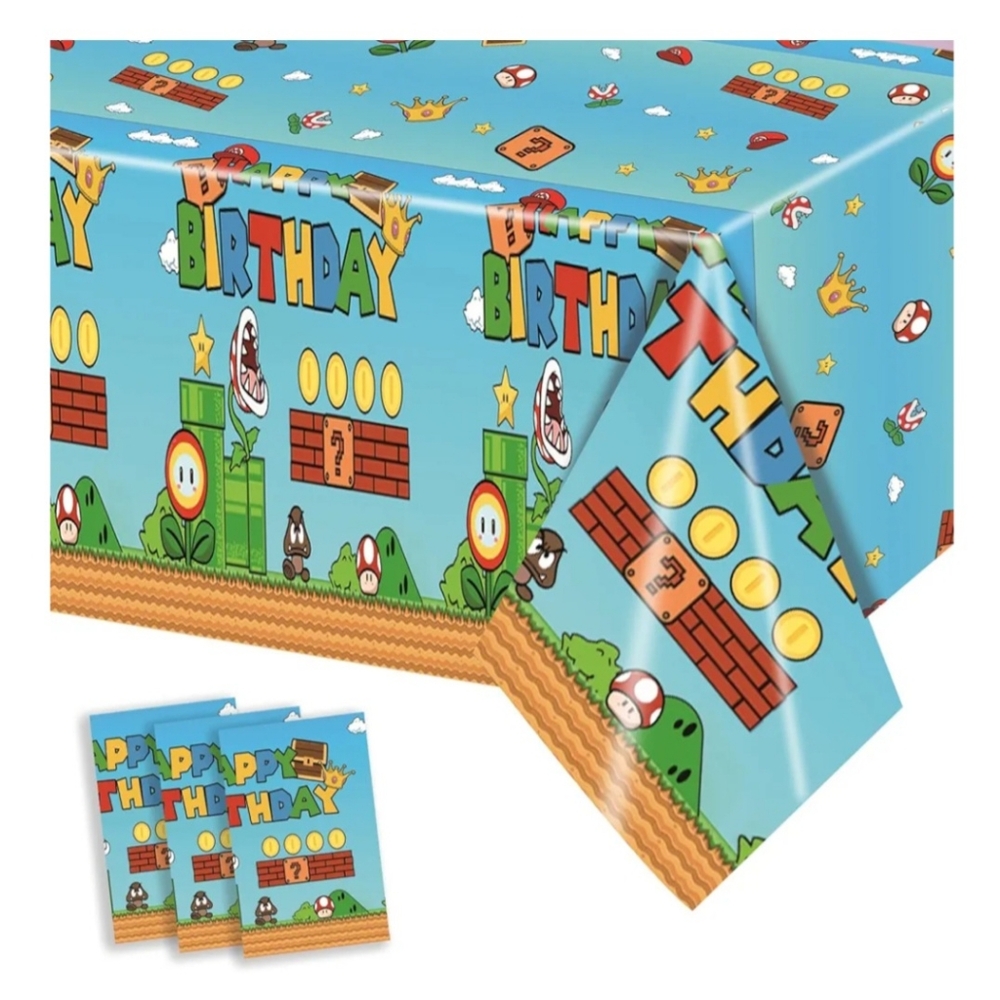 3Pcs Super Mario Brothers Adventure Party Tablecloths 108‎ x 54 inches